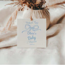 Etiquetas Para Recuerdos Dusty Blue Hand Written Bow Baby Boy Shower