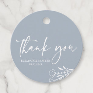 Etiquetas Para Recuerdos Dusty Blue Minimalista Bouquet Boda Gracias