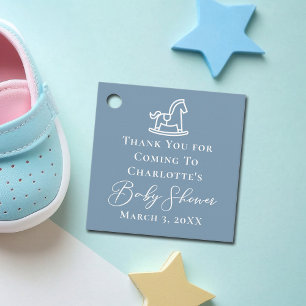 Etiquetas Para Recuerdos Dusty Blue Rocking Horse Baby Shower