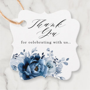 Etiquetas Para Recuerdos Dusty Blue Slate Navy Boda Botánico Floral
