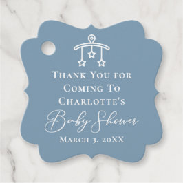 Etiquetas Para Recuerdos Dusty Blue White Baby Shower personalizado