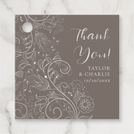 Etiquetas Para Recuerdos Dusty Brown Elegant Floral Boda Gracias