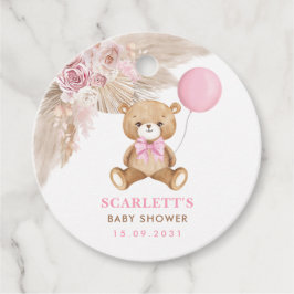 Etiquetas Para Recuerdos Dusty Pink Floral Boho Teddy Bear Baby Shower