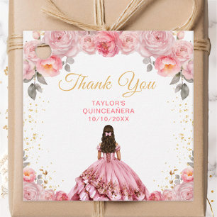 Etiquetas Para Recuerdos Dusty Pink Princess Quinceañera Agradecimiento