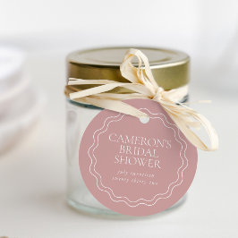 Etiquetas Para Recuerdos Dusty Rose | Borde Ondulado de Vieira para Despedi