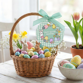Etiquetas Para Recuerdos Easter Brunch & Egg Hunt Green Gingham