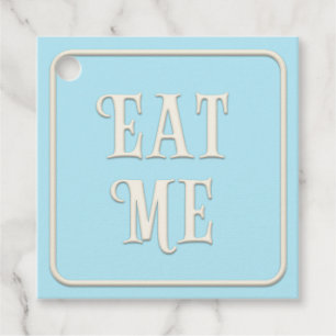 Etiquetas Para Recuerdos "Eat Me" Fiesta de té victoriano Pale Blue Square