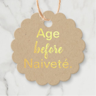 Etiquetas Para Recuerdos Edad antes de ingenuidad Relieve metalizado Favor 