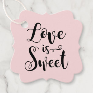 Etiquetas Para Recuerdos El amor es dulce Rosa Negro Caligrafía Boda