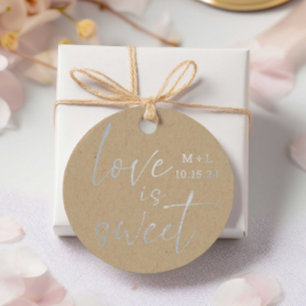 Etiquetas Para Recuerdos El amor es el dulce Kraft Boda Relieve metalizado