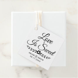 Etiquetas Para Recuerdos El amor es tipografía negra dulce, boda de flores
