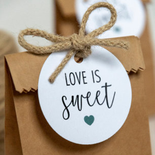 Etiquetas Para Recuerdos El amor es un dulce regalo, Boda Verde azulado gri