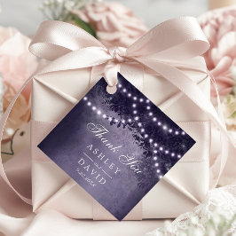 Etiquetas Para Recuerdos El árbol púrpura rústico arroja luz sobre el Boda