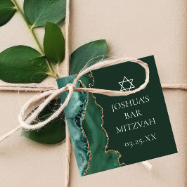 Etiquetas Para Recuerdos El bar de la agata de oro verde oscuro Mitzvah Fie