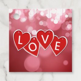 Etiquetas Para Recuerdos El día de San Valentín Amo Corazones Rojos
