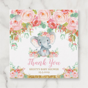 Etiquetas Bebe Floral Rosado Del Elefante Para Recuerdos Zazzle Es Escoge cualquiera de estas lind. etiquetas bebe floral rosado del