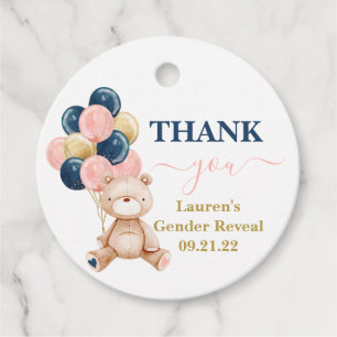 Etiquetas Para Recuerdos El género de Teddy Bear revela Baby Shower