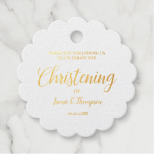 Etiquetas Para Recuerdos El oro metálico Christening Baby Gracias Regalo