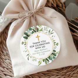 Etiquetas Para Recuerdos El oro verde eucalipto primer bautismo de comunión