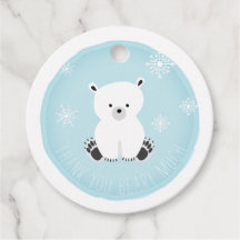 El oso polar Snowflakes Blue Baby Shower