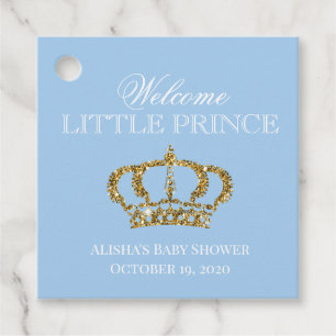 Etiquetas Para Recuerdos El pequeño príncipe Royal Baby Blue y Gold Baby Sh