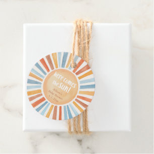 Etiquetas Para Recuerdos El sol de Boho viene aquí la ducha de bebé de Sun