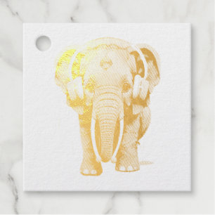 Etiquetas Para Recuerdos Elefante bebé lindo con audífonos