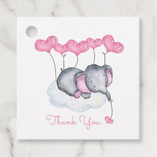 Etiquetas Para Recuerdos Elefante en el Baby Shower de un Chica burdo de la