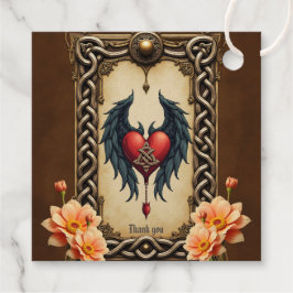 Etiquetas Para Recuerdos Elegancia celta con corazón y alas.