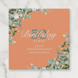 Etiquetas Para Recuerdos Elegant Autumn Green Flower Women's 50th Birthday 