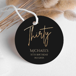 Etiquetas Para Recuerdos Elegant Black and Gold 30th Birthday Party Invite