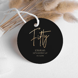 Etiquetas Para Recuerdos Elegant Black and Gold 50th Birthday Party