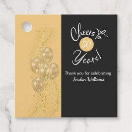 Etiquetas Para Recuerdos Elegant Black Cheers to 50 Years Birthday Party