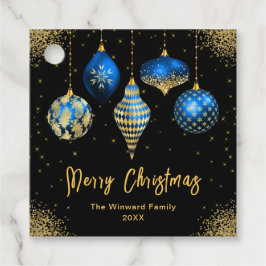 Etiquetas Para Recuerdos Elegant Blue and Gold Ornament Christmas