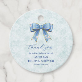 Etiquetas Para Recuerdos Elegant Blue Bow Engagement Party Invitation
