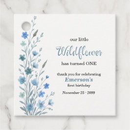 Etiquetas Para Recuerdos Elegant Blue Wildflower 1st Birthday Party