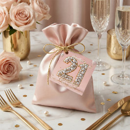 Etiquetas Para Recuerdos Elegant Blush Pink and Gold Pearls 21st Birthday