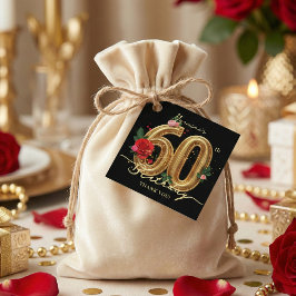 Etiquetas Para Recuerdos Elegant Gold 60th Birthday Red Pink Rose Black