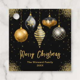 Etiquetas Para Recuerdos Elegant Gold and Black Ornament Christmas