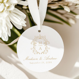 Etiquetas Para Recuerdos Elegant Gold Chinoiserie Crest Monogram Wedding