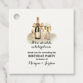 Etiquetas Para Recuerdos Elegant Gold Doble Celebración Cumpleaños Conjunto