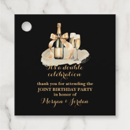 Etiquetas Para Recuerdos Elegant Gold Doble Celebración Cumpleaños Conjunto
