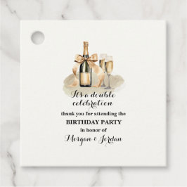 Etiquetas Para Recuerdos Elegant Gold Doble Celebración Cumpleaños Conjunto