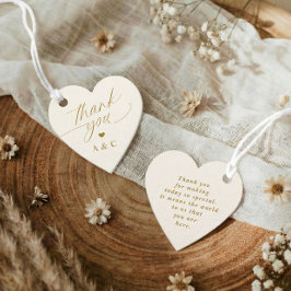 Etiquetas Para Recuerdos Elegant Gold & Ivory Heart Wedding Thank You