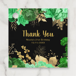 Etiquetas Para Recuerdos Elegant Green and Gold Flowers Birthday Party 