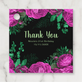 Etiquetas Para Recuerdos Elegant Hot Pink Flowers Birthday Party