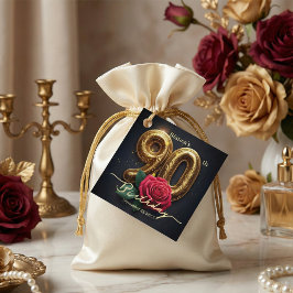 Etiquetas Para Recuerdos Elegant Luxury Black Gold Red Rose 90th Birthday