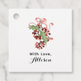 Etiquetas Para Recuerdos Elegant Modern Typography Watercolor Holly Berry 