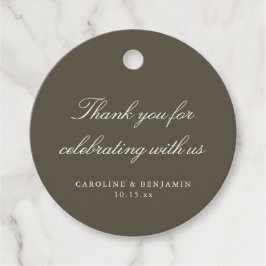 Etiquetas Para Recuerdos Elegant Olive Script Wedding Custom Thank You