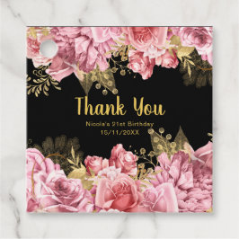 Etiquetas Para Recuerdos Elegant Pink and Gold Flowers Birthday Party